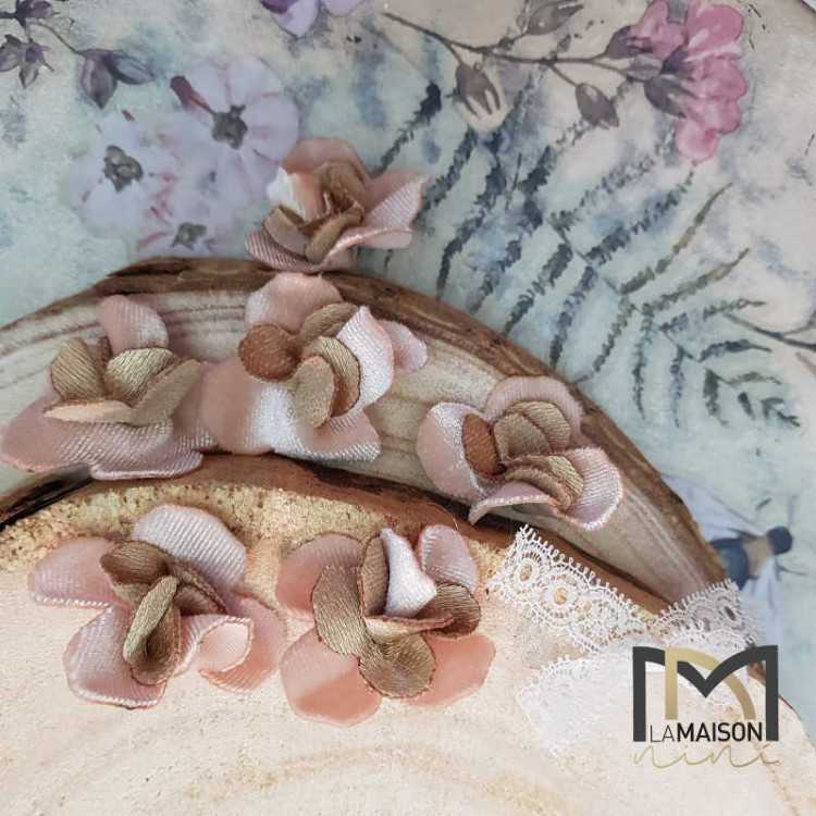 fiori tessuto germogli rosa-bronzo