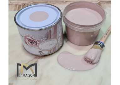 barattolo in metallo pittura linea vintage chalk e pennellata colore rosè
