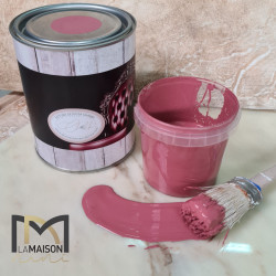 barattolo in metallo pittura linea vintage chalk e pennellata colore bordeaux