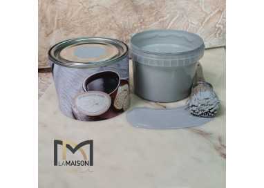 barattolo in metallo pittura linea vintage chalk e pennellata colore grigio polvere