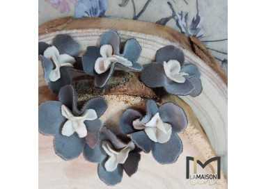 fiori tessuto germogli azzurro-bianco