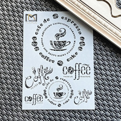 stencil decorativo soggetto tazza di caffè e testo coffee