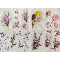 foglio carta di riso fiori selvatici rosa e viola