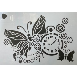 stencil orologio e farfalla